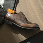Men's Leather Brogue Wingtip Oxford Shoes - Handcrafted Lace-Up Dress Shoes