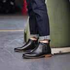 Men's Leather Plain Toe Side-Zip Chelsea Dress Boots