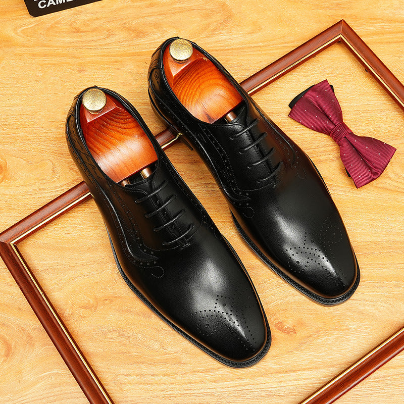 bomeishoes Fashion mens leather oxford shoes Lace-up dress shoes