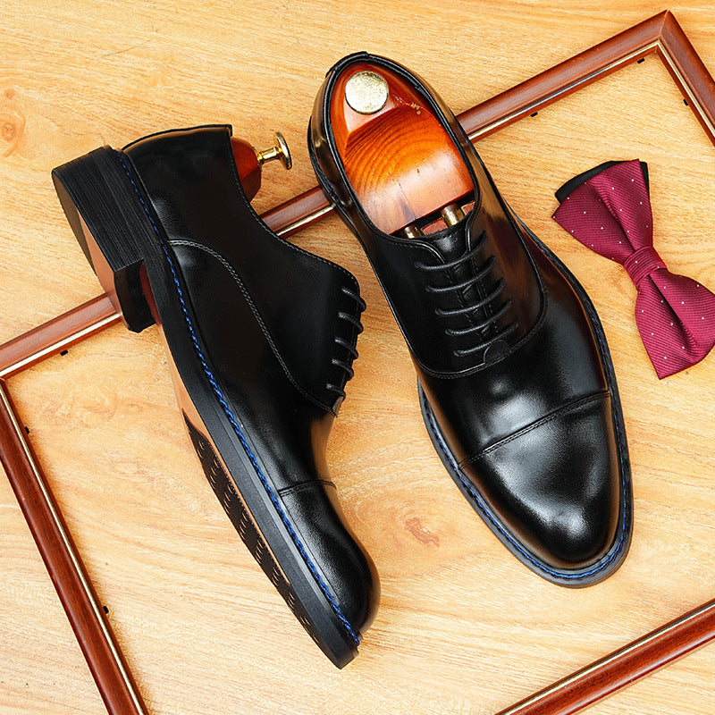 bomeishoes formal office shoes Lace-up men Oxford dress shoes Black