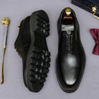 Men's Chunky Lug Sole Plain Chisel Toe Leather Oxfords