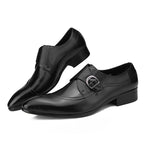 Men's Sleek Single Buckle Shoes: Posh Fashion Reception Dress Shoes
