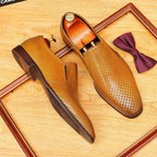Men's Perforated Dot Pattern Leather Loafers