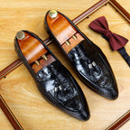 Men's Croc Embossed Tassel Leather Loafers
