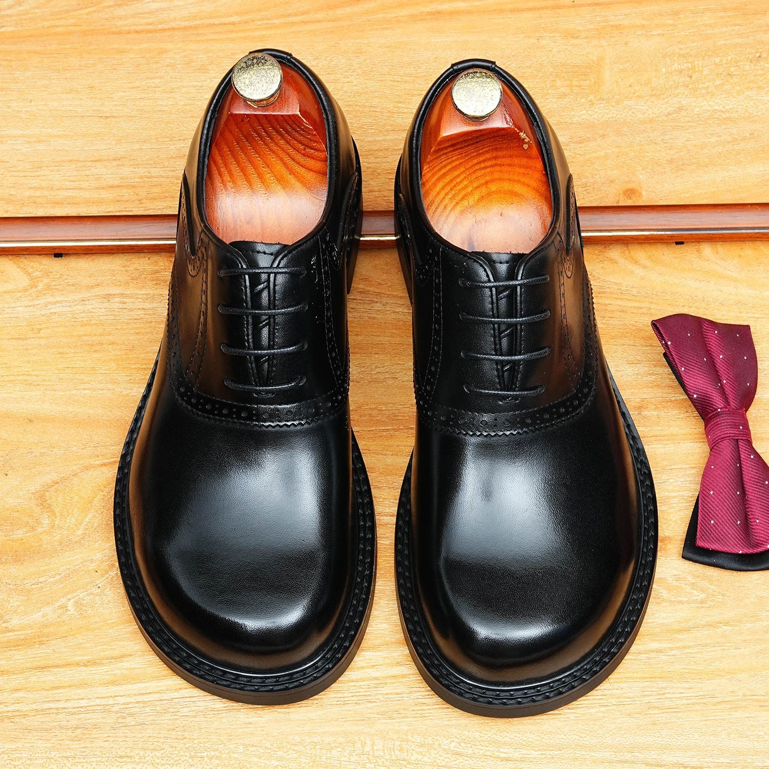 bomeishoes Round toe men's shoes oxfords style Lace-up Dress shoes