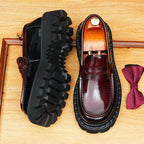 Men's Patchwork Round Toe Platform Dress Loafers