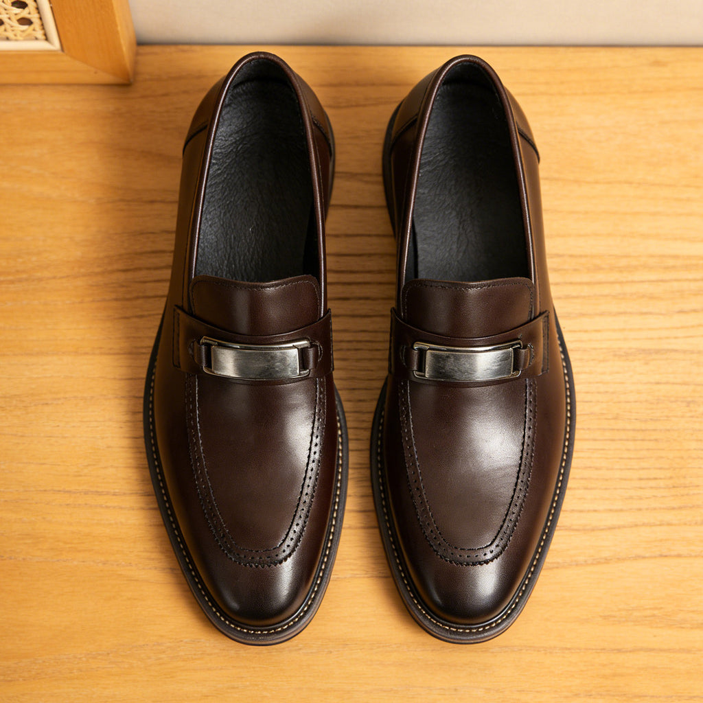 Men's Vintage Pointed Toe Leather Wedding Dress Loafers