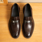 Men's Vintage Pointed Toe Leather Wedding Dress Loafers