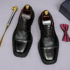 Men's Chunky Lug Sole Cap Toe Haircalf Leather Derbies