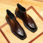 Men's Thick Sole Cap Toe Leather Chelsea Boots - Slip-On