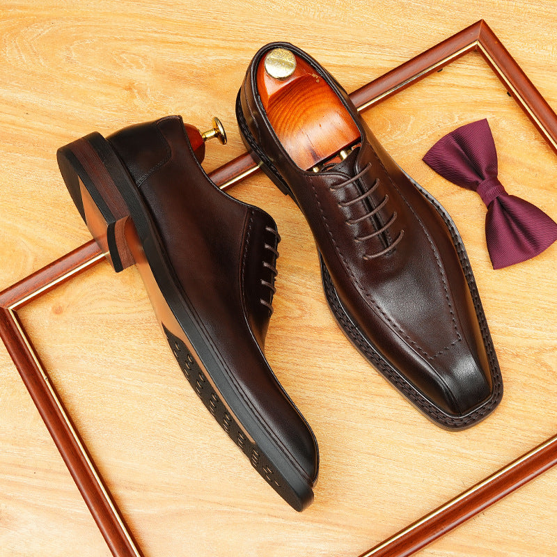 Dark Brown Lace-up Oxford Shoes for Wedding Guests and Formal Events