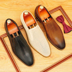 Men's Dot-Pattern Leather Slip-On Dress Loafers