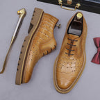 Men's Croc Embossed Leather Chunky Lug Sole Perforated Oxfords