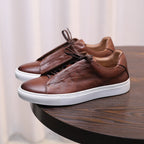 Men's Premium Seamless Patina Leather Sneakers