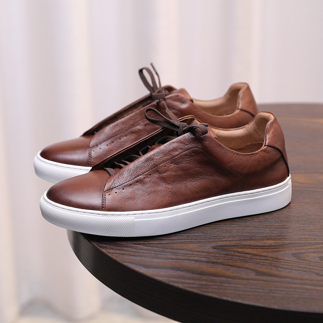 Men's Premium Seamless Patina Leather Sneakers