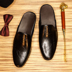 Men's Carved Leather Closed-Toe Mule Loafers