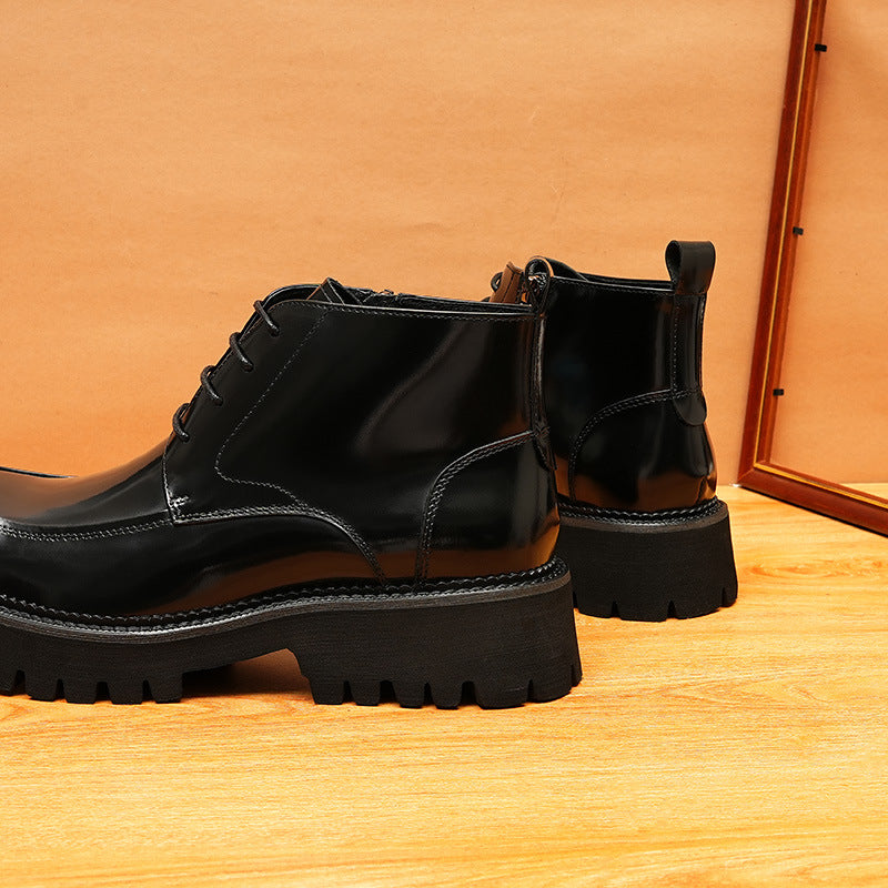 Bottines habillées en cuir pour homme avec fermeture éclair - Style Chelsea britannique