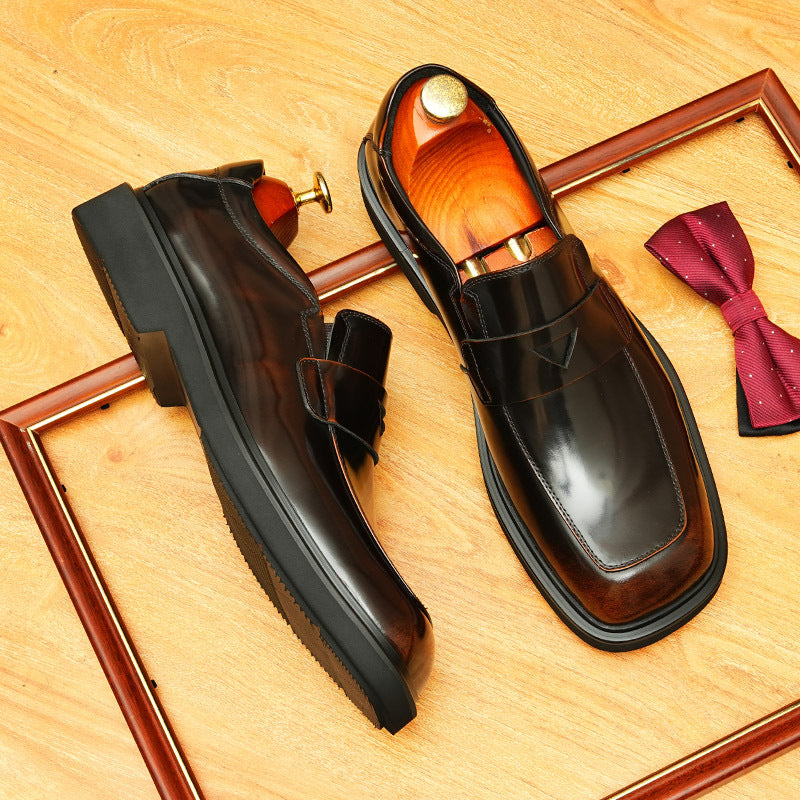 Men's Patent Leather Square Toe Slip-On Loafers