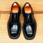 Men's Vintage Square Toe Platform Dress Loafers