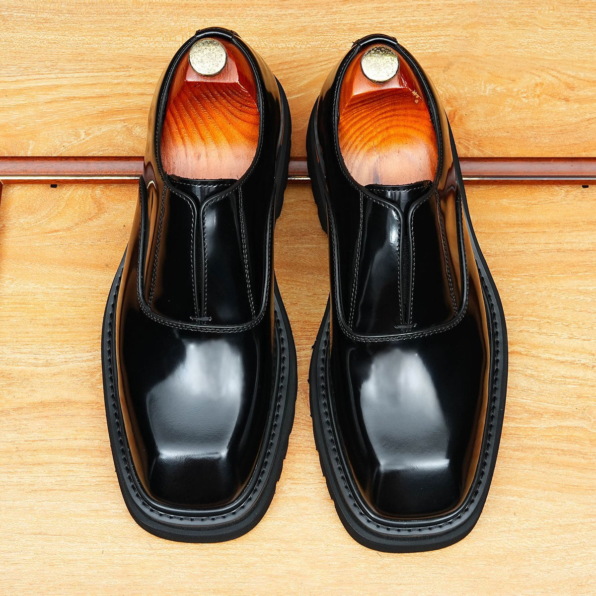 Men's Vintage Square Toe Platform Dress Loafers