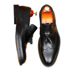 Men's Burnished Brogue Tassel Round Toe Leather Loafers