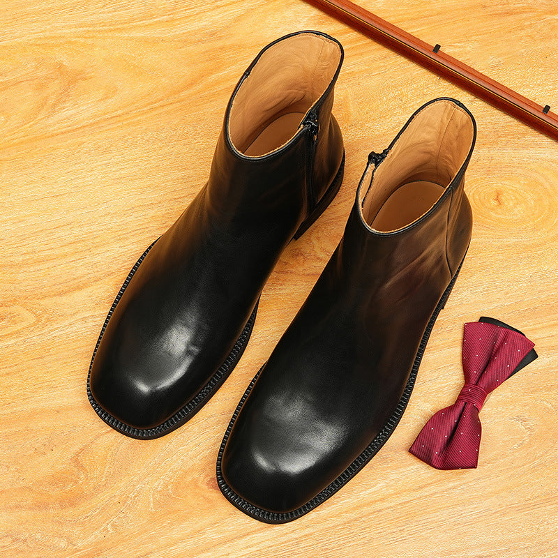Men's Classic Genuine Leather Side-Zip Dress Boots