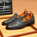 Men's High-Gloss Patchwork Leather Dress Loafers
