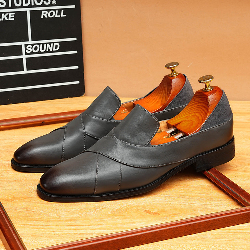 Men's High-Gloss Patchwork Leather Dress Loafers