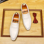 Men's Beige Pointed Toe Wedding Dress Loafers