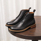 Wingtip Brogue Leather Back-Zip Lace-Up Boots for Men