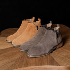 Men's Suede Plain Toe Side-Zip Chelsea Ankle Boots