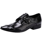 Men's Croc Embossed Pointed Toe Single Monk Leather Shoes