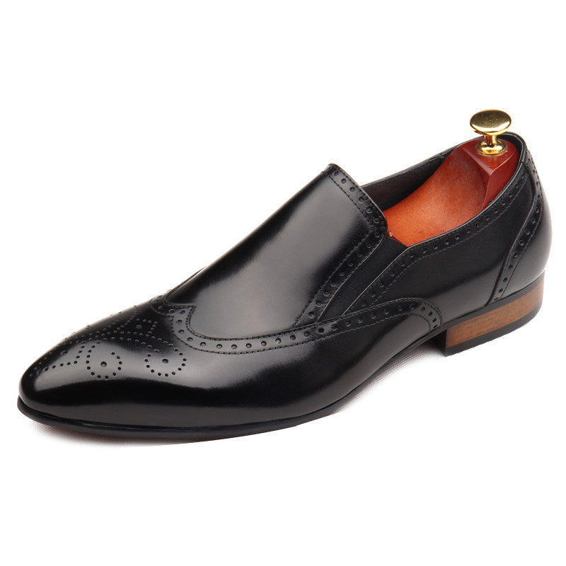 Brogue Men's Leather Dress Loafers Shoes Slip-On Business Shoes
