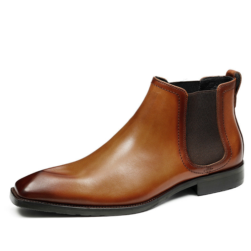 Men's Fashion Pointed Slip-On Leather Chelsea Boots