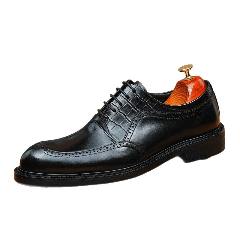 bomeishoes Fashion mens leather oxfords Lace-up dress shoes