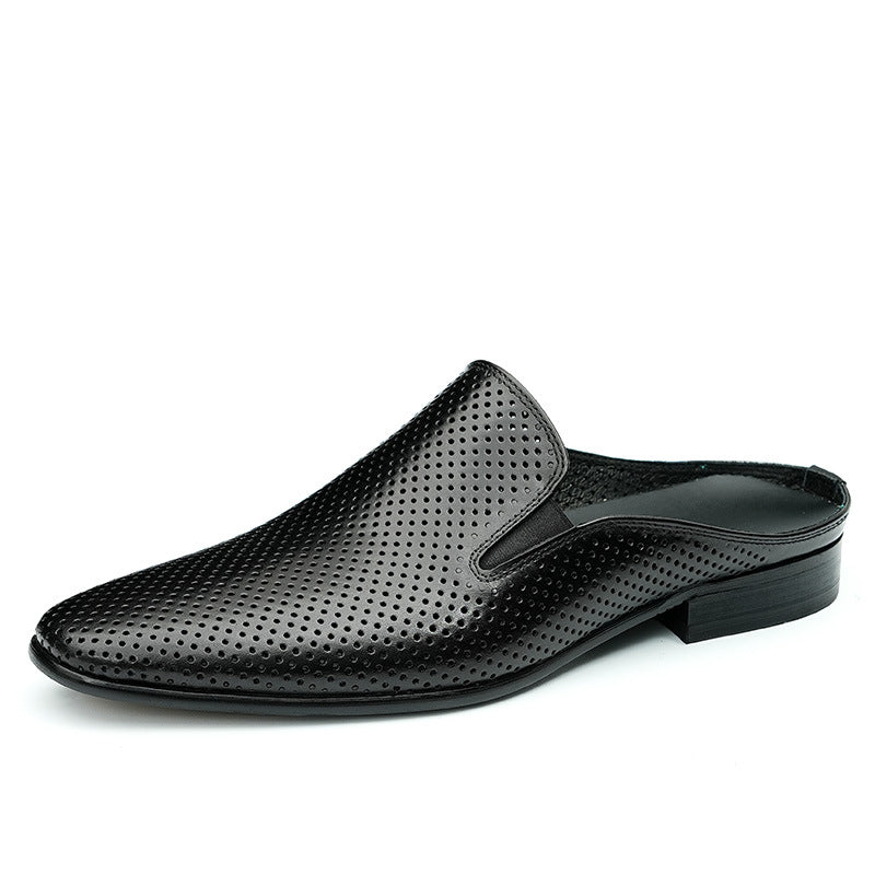 Men's Cutout Leather Closed-Toe Mule Loafers