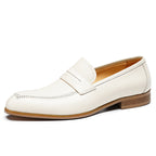 Men's Beige Pointed Toe Wedding Dress Loafers