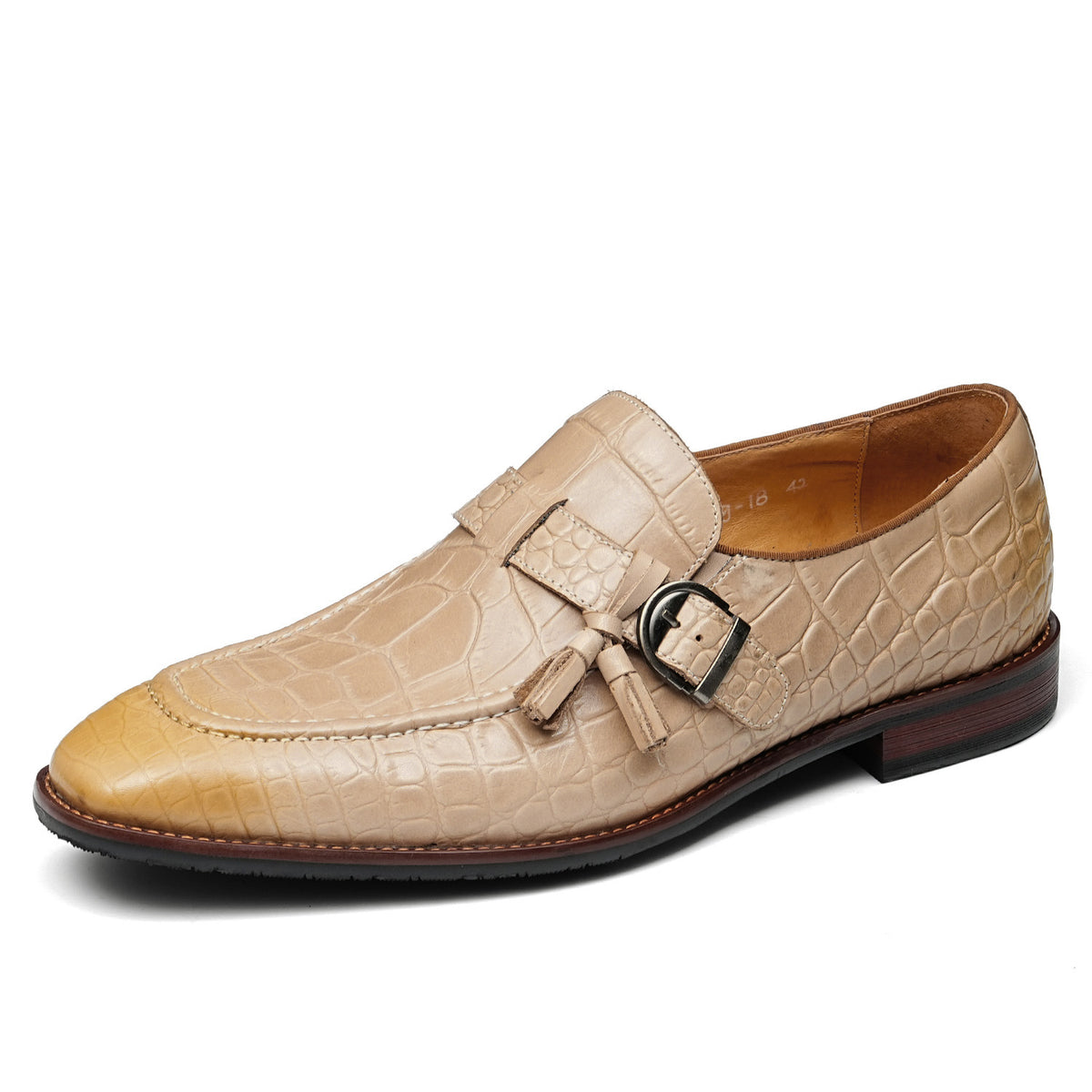 Men's Crocodile Embossed Buckle Tassel Dress Loafers