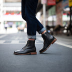 Men's Leather Moc Toe Side-Zip Lace-Up Ankle Boots