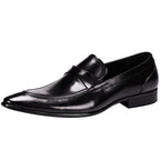Men's Vintage Pointed Toe Slip-On Leather Loafers