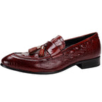 Men's Croc Embossed Tassel Leather Loafers
