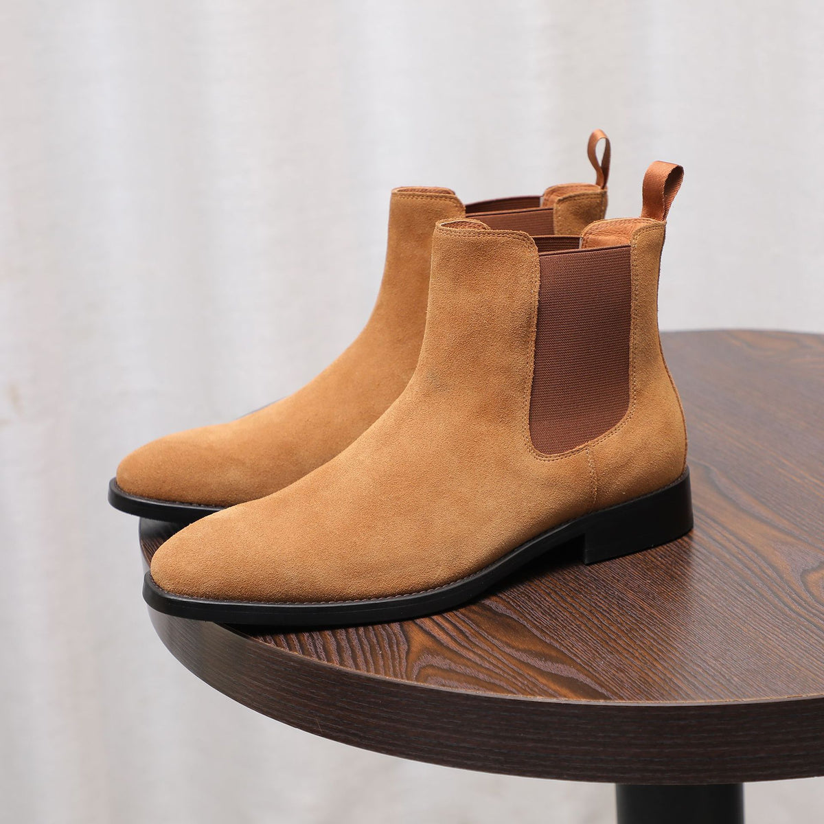 Men's Suede Chisel Plain Toe Elastic Chelsea Dress Boots