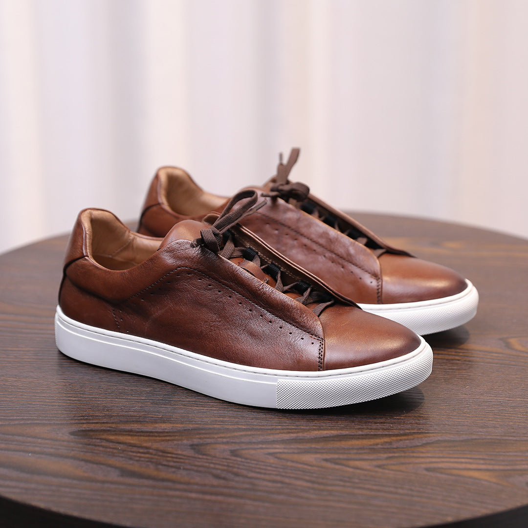 Men's Premium Seamless Patina Leather Sneakers