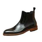 Men's Classic Cap Toe Slip-On Leather Chelsea Boots