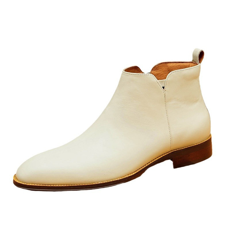 Men's Plain Wingtip Leather Side-Zip Dress Boots