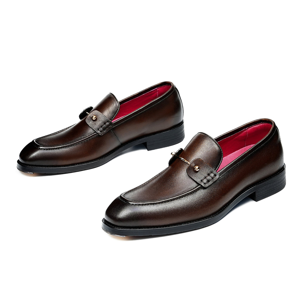 Men's Sleek Pointed Toe Leather Dress Loafers