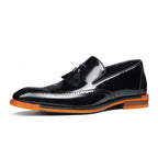 Men's Brogue Tassel Square Toe Leather Loafers