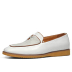 Men's Textured Leather Thick Sole Casual Dress Loafers
