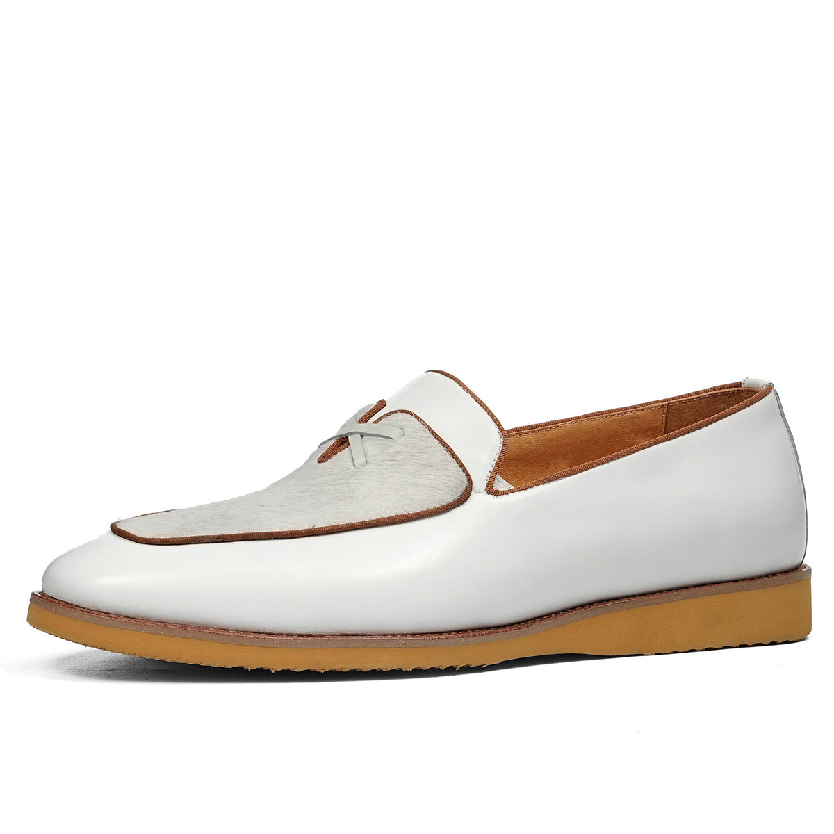 Men's Textured Leather Thick Sole Casual Dress Loafers