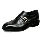 Men's Square Toe Single Monk Strap Leather Formal Shoes